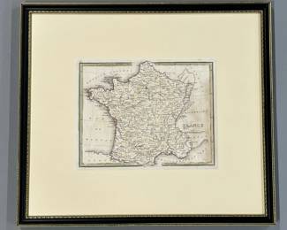 Antique map of France by TG Bradford, ca. 1835