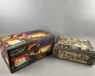 Lot 304 | Vintage Fabric Case & Metal Storage Box
