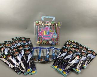 Lot 231 | Lisa Frank Holiday Pencils, Pens & Glow Bracelets
