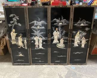 Lot 4c | Geisha Black Laquer Mother Of Pearl Wall Art
