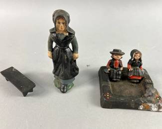 Lot 199 | Cast Iron Assortment Ashtray, Bench & Woman
