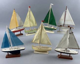 Lot 495 | Vintage Seven Wooden Model Sailboats
