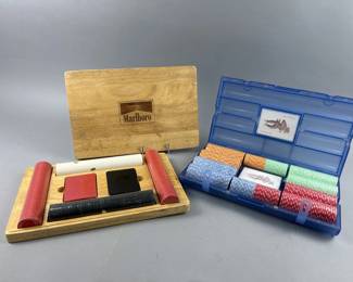 Lot 477 | Marlboro Wood Case Poker Set & More
