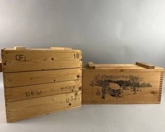 Lot 108 | Two Hearty Wood Storage Boxes
