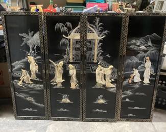 Lot 4b | Geisha Black Laquer Mother Of Pearl Wall Art
