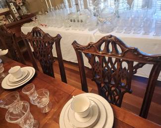 Beautiful Carving on Chinese Chippendale Side Chairs