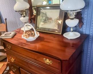 Mahogany Chest and Lamps