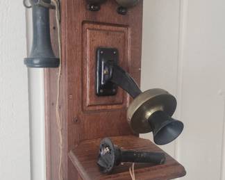 Antique Oak Wall Phone