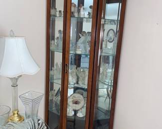 3 sided corner curio with glass shelves