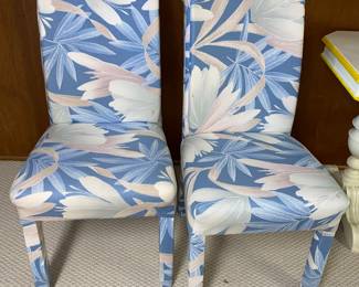 2 floral 80s upholstered dining chairs