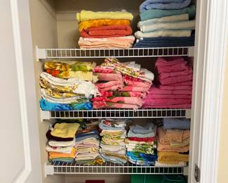 Vintage towels and linens- SO MANY throughout the house.