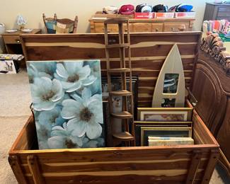 Artwork, cedar chest