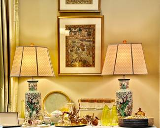 These Famille Verte porcelain lamps are of exceptional quality and just pop! 