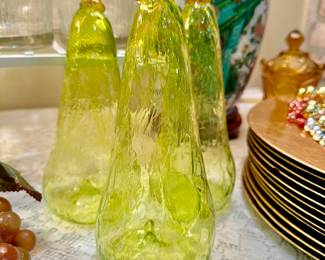 we have three Ann Wright blown glass pears (one does have a broken stem)