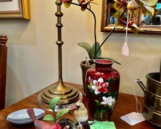 cloisonné vase of pigeons blood red