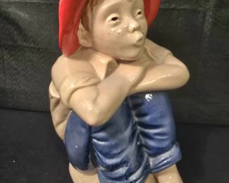 Mid-Century Barefoot Boy Cookie Jar by Hull Pottery circa 1950s