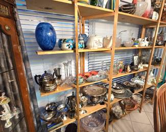 Shelves of pretty awesome decor 