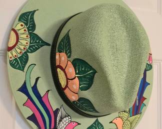 Custom, hand-painted cowgirl hat in happy colors! 