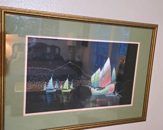 Vintage painting on black cloth ... very striking!