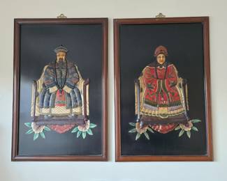 Large Chinese 3D relief ornate Emperor and Empress