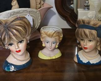 Vintage mid-century head vases