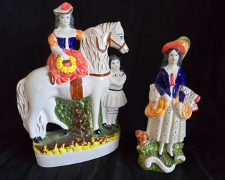Antique Staffordshire statue and figurine