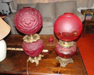 Vintage Red glass lamps