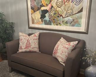Ethan Allen loveseat 
Custom pillows 