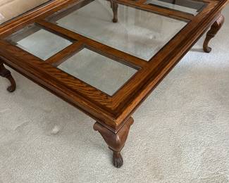 Drexel Heritage Furnishings wood & glass coffee table, 50" l x 40" w x 17" tall 