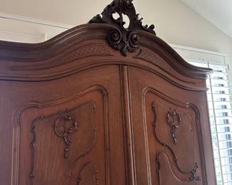 French Provincial walnut & cherry armoire, set of 2, circa 1845. Can be sold together or separately 