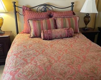 Iron headboard & queen bed with frame 
