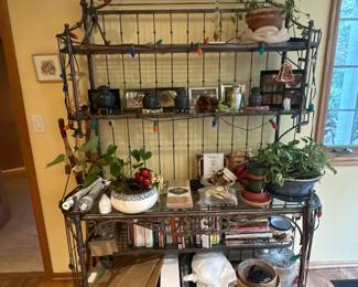 Baker's rack & variety of house plants