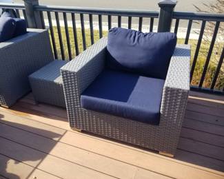 Patio chair by modway furniture with navy Sunbrella cushions 