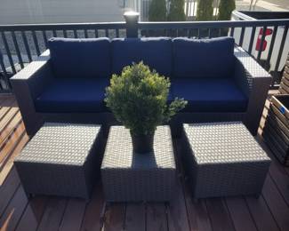 Patio couch by modway furniture with navy Sunbrella cushions - ONE COUCH STILL AVAILABLE 