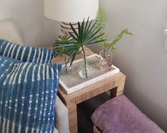 End table; table lamp