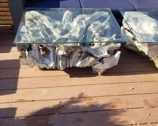 Teak burl coffee tables - two available 