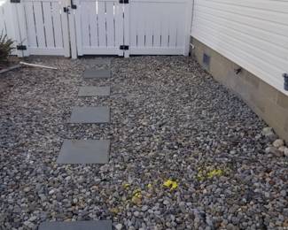 Stepping squares; gravel sold by the 5-gallon bucket