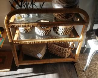 Wicker liquor cart; baskets