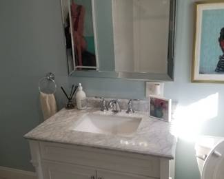 Updated bath vanity is SOLD; mirror; vanity lights still available 