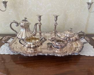 Silver plated serving ware - Tea Service and Tray