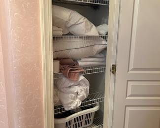 Blankets, laundry baskets, bath towels