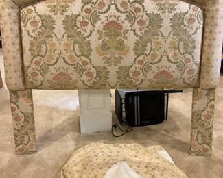 Upholstered Queen Headboard, bedskirt, and comforter