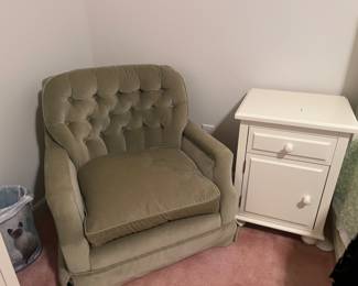 Chair and white bed side table