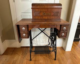 Queen Treadle Sewing Machine & Cabinet circa 1890 made by White