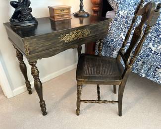 Spinet style paint decorated lift up desk