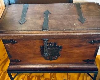 Nice chest with wrought iron legs and trim