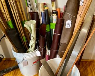 Bamboo/leather/ wrapping paper/ flat brass trim/ / round and square dowels … etc