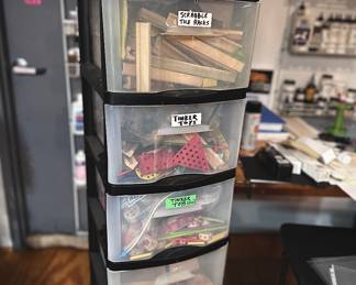 There must be 40 or 50 of this type of adjustable storage towers