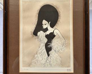 Rare Albert Hirschfeld caricature lithograph of Barbra Streisand.  #37 of 150 released.