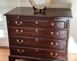 Mahogany commode / writing desk crafted by Virginia Galleries by Henkel-Harris of Winchester, VA.